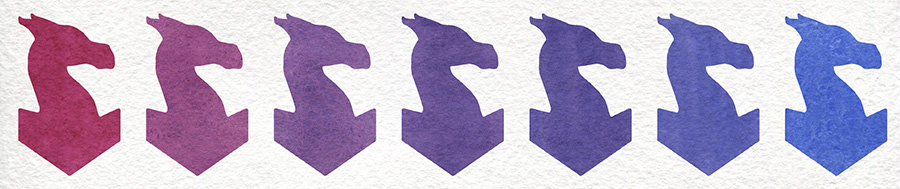 Magenta Rose by Rosa Gallery and Ultramarine by Rosa Gallery watercolor paints mixing swatch